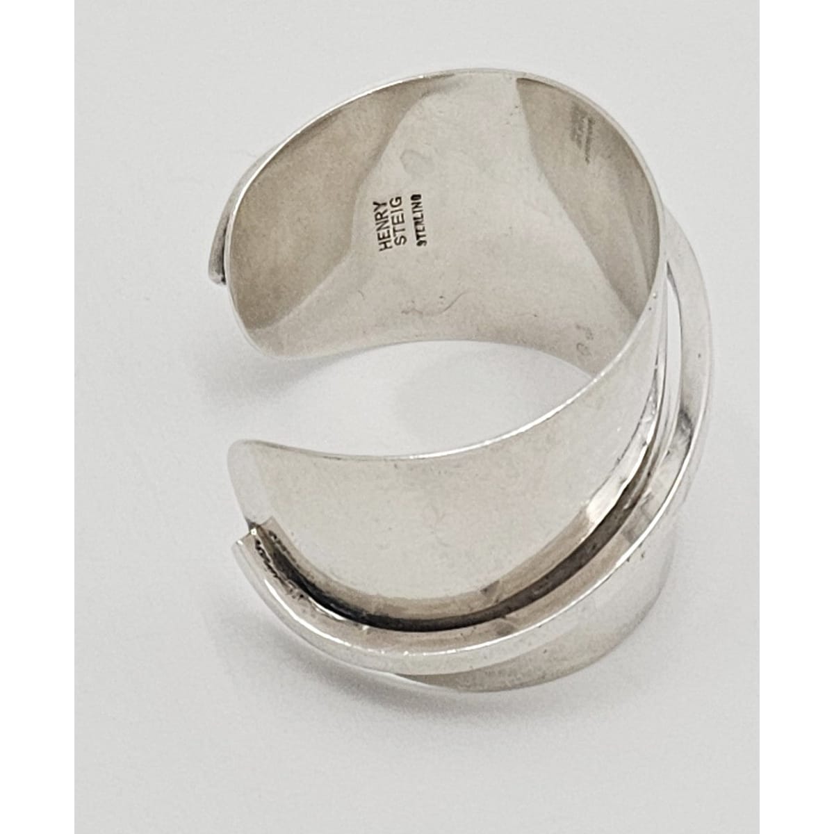 Designer Henry Steig sterling silver abstract modernist Studio Cuff 1950s, view 2 of 8