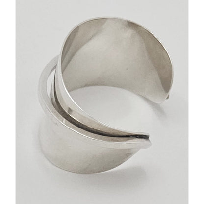 Designer Henry Steig sterling silver abstract modernist Studio Cuff 1950s, view 3 of 8