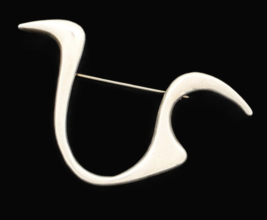 Polly Bergen Sterling Silver XL Retro Atomic Modernist Brooch Pin Circa 1960's