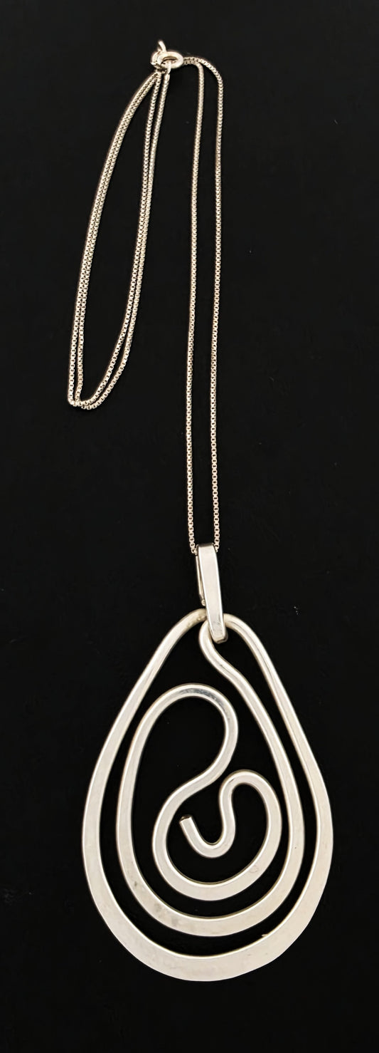Superb Henry Steig Sterling Abstract Modernist XL Pendant Necklace Rare 1950s