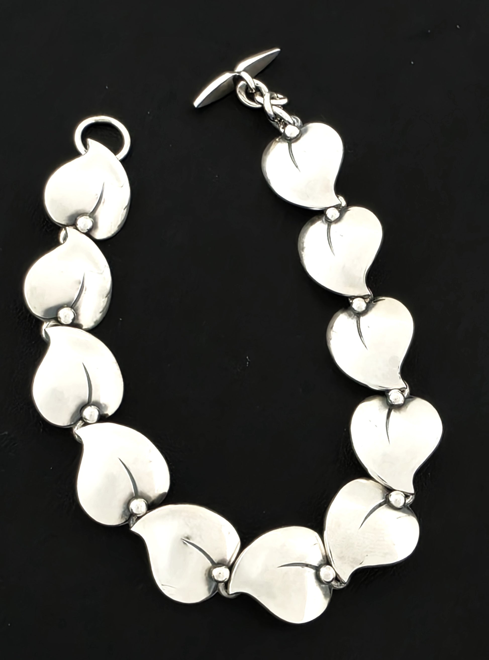 Niels Erik From of Denmark Sterling Flora Fauna Link Bracelet Circa 1940s/1950s