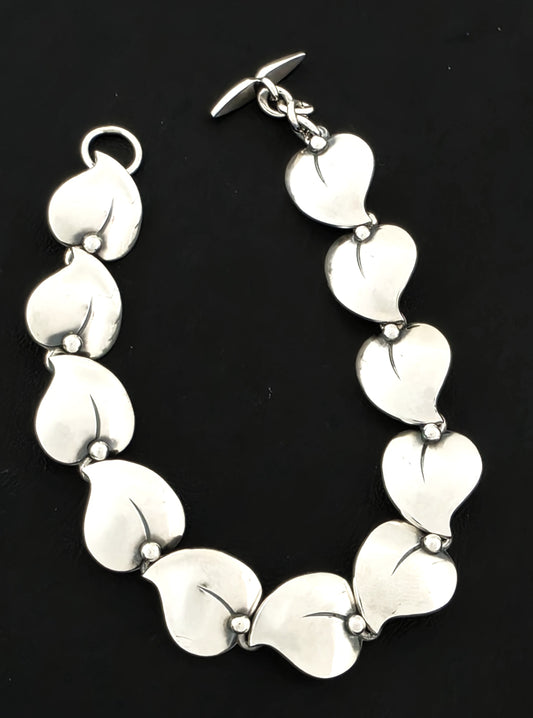 Niels Erik From of Denmark Sterling Flora Fauna Link Bracelet Circa 1940s/1950s