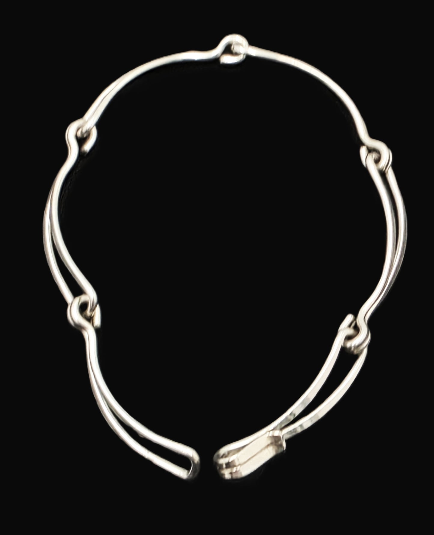 Retired Designer Ed Levin Sterling Silver 2 Tier Bar Link Hook Bracelet 1980s