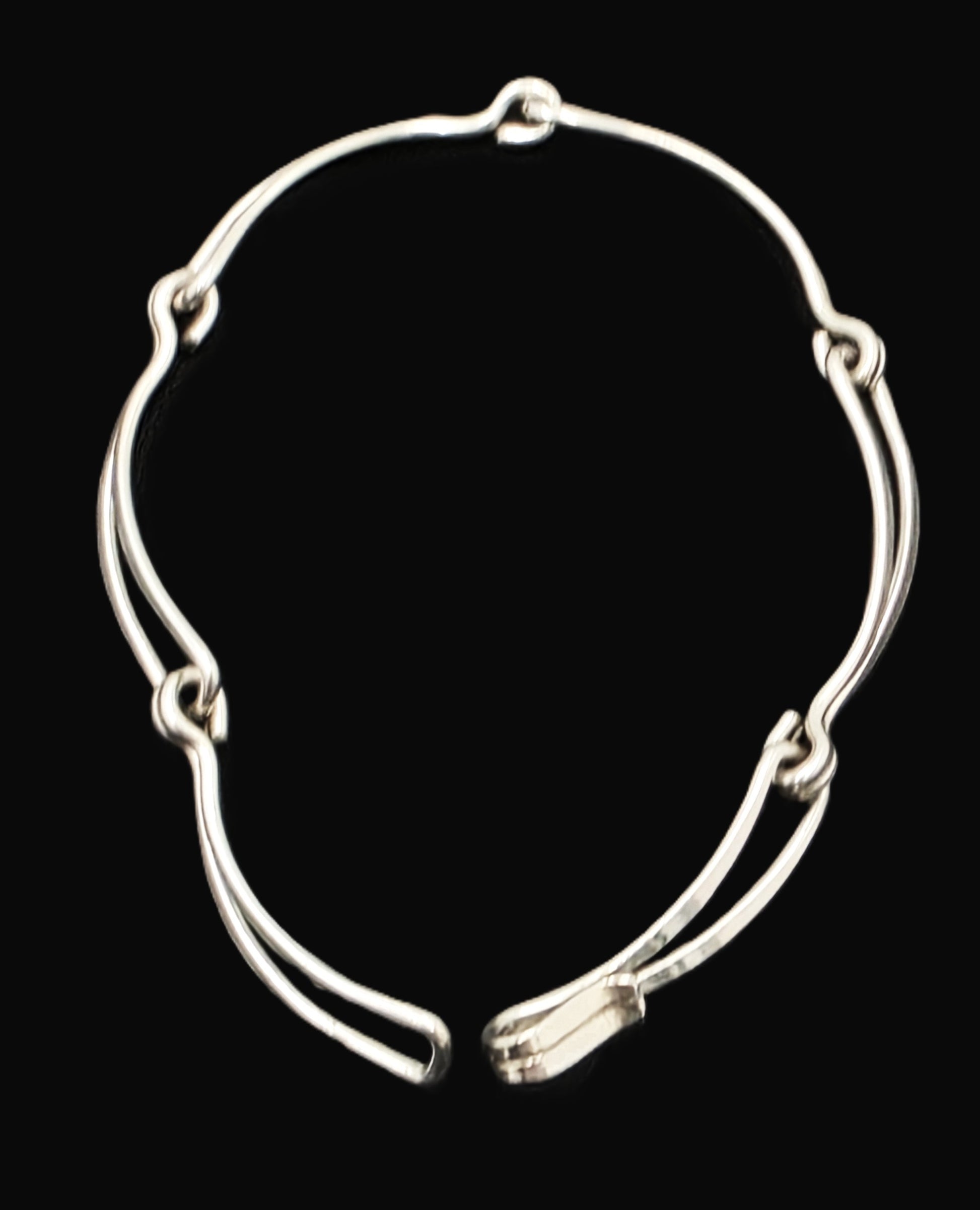 Retired Designer Ed Levin Sterling Silver 2 Tier Bar Link Hook Bracelet 1980s