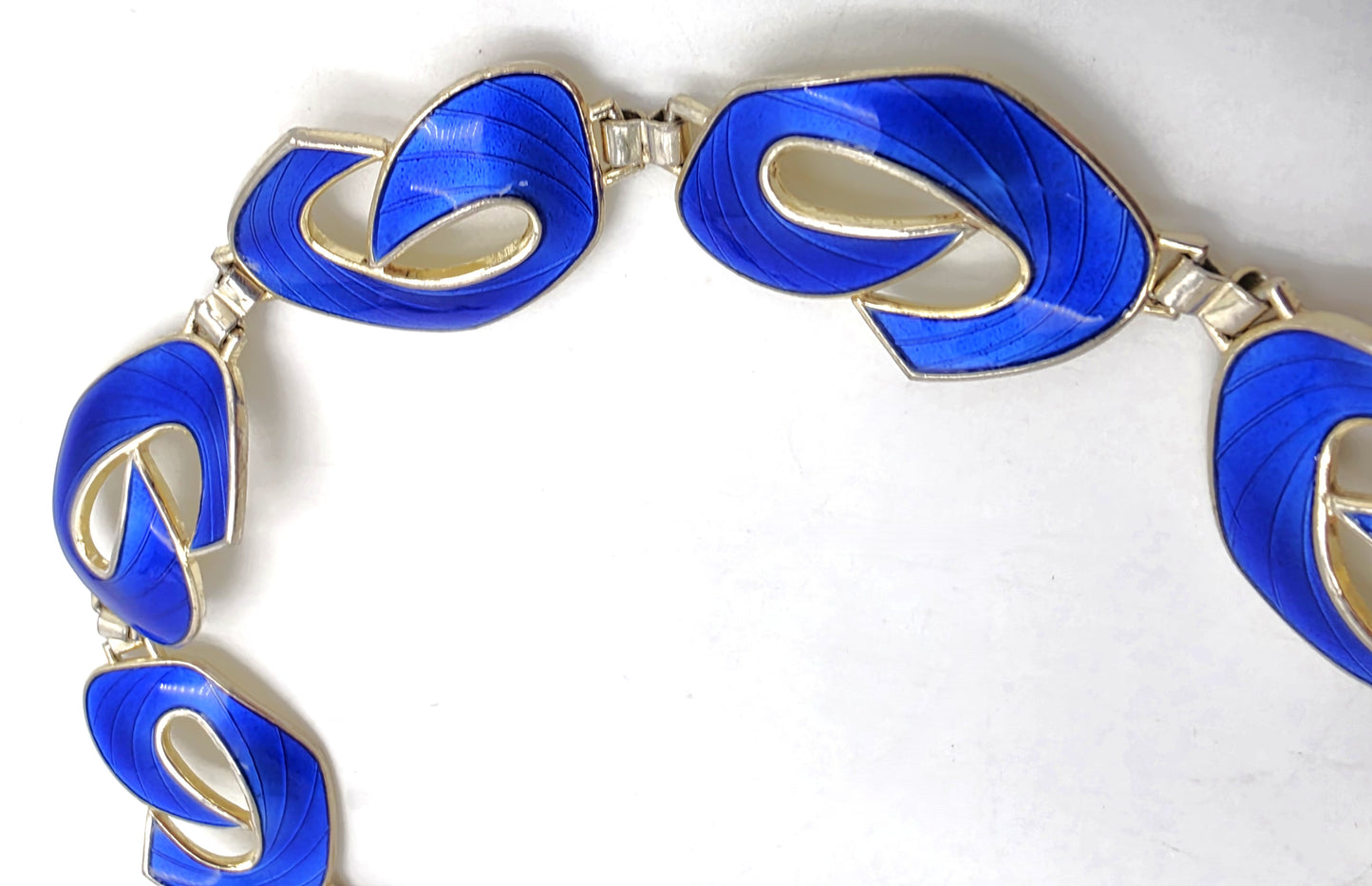Ivar Holth Norway Gilt Sterling & Blue Enamel Art Deco Panel Link Bracelet 1940s, alternate product view 5