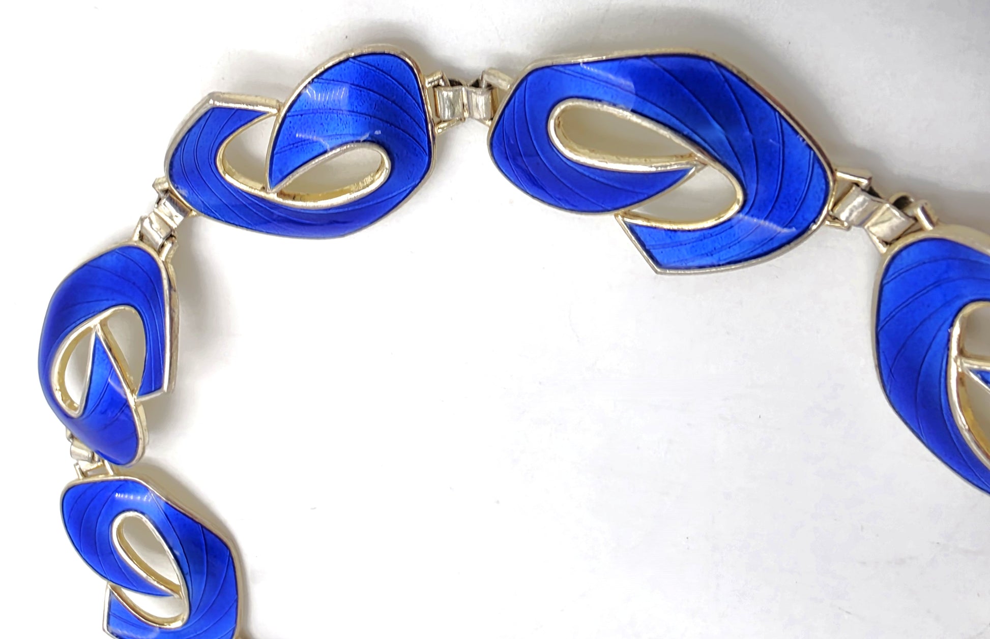 Ivar Holth Norway Gilt Sterling & Blue Enamel Art Deco Panel Link Bracelet 1940s, alternate product view 5
