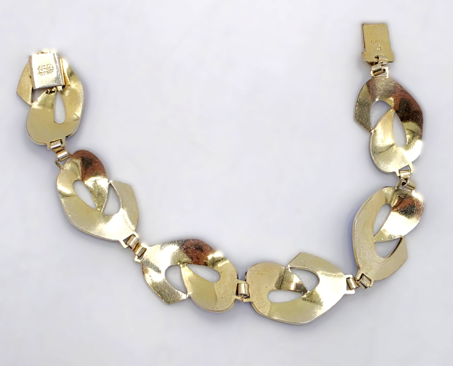 Ivar Holth Norway Gilt Sterling & Blue Enamel Art Deco Panel Link Bracelet 1940s, alternate product view 7