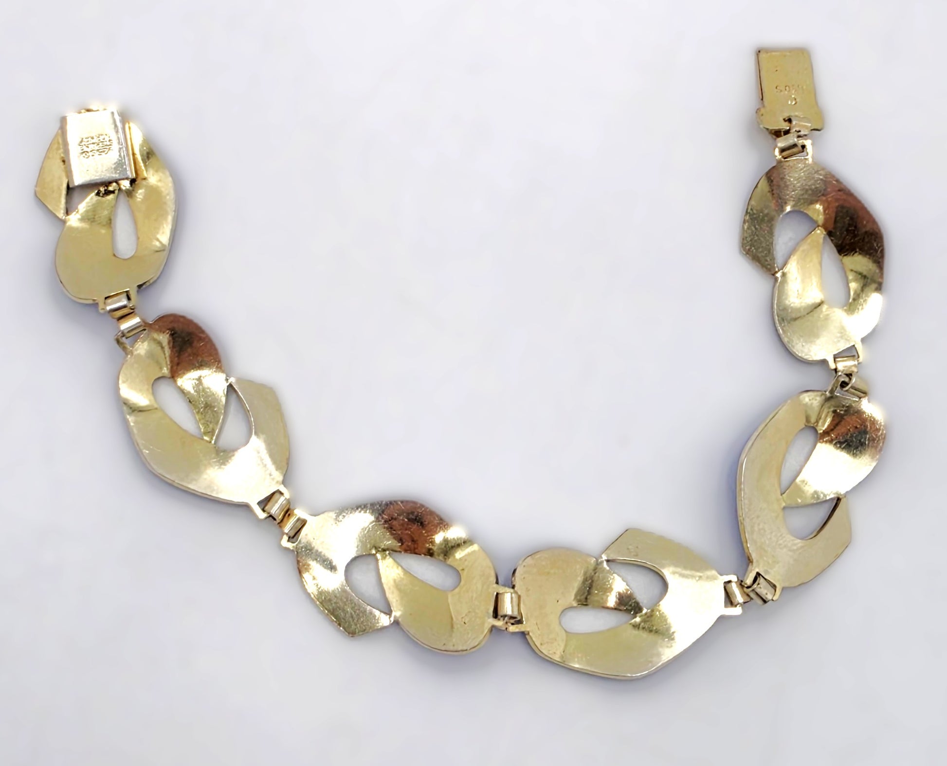 Ivar Holth Norway Gilt Sterling & Blue Enamel Art Deco Panel Link Bracelet 1940s, alternate product view 7