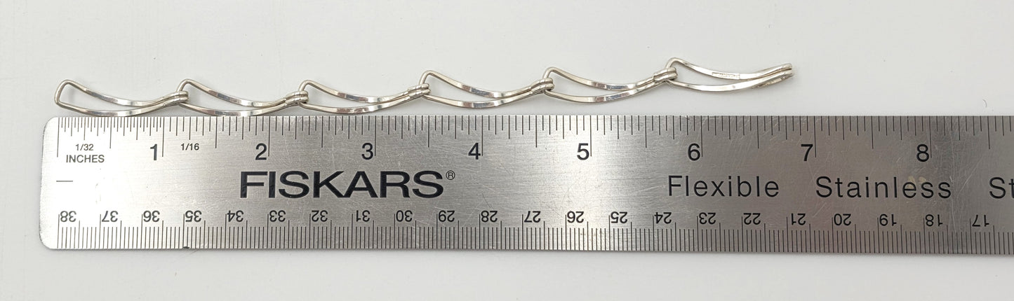 Retired Designer Ed Levin Sterling Silver 2 Tier Bar Link Hook Bracelet 1980s, alternate product view 4