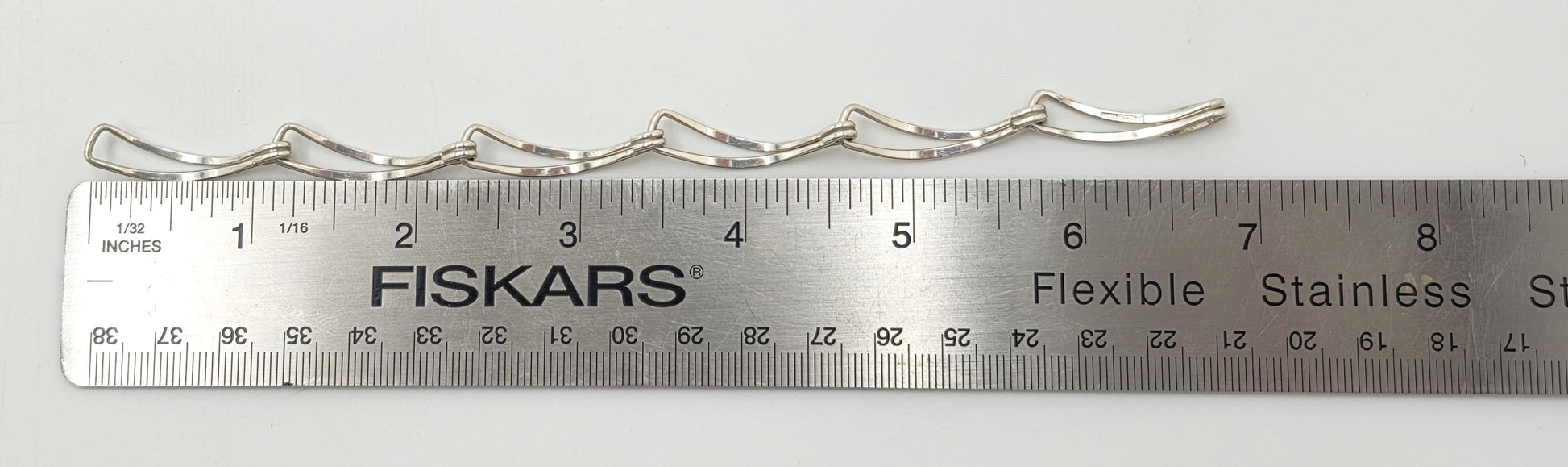 Retired Designer Ed Levin Sterling Silver 2 Tier Bar Link Hook Bracelet 1980s, alternate product view 4