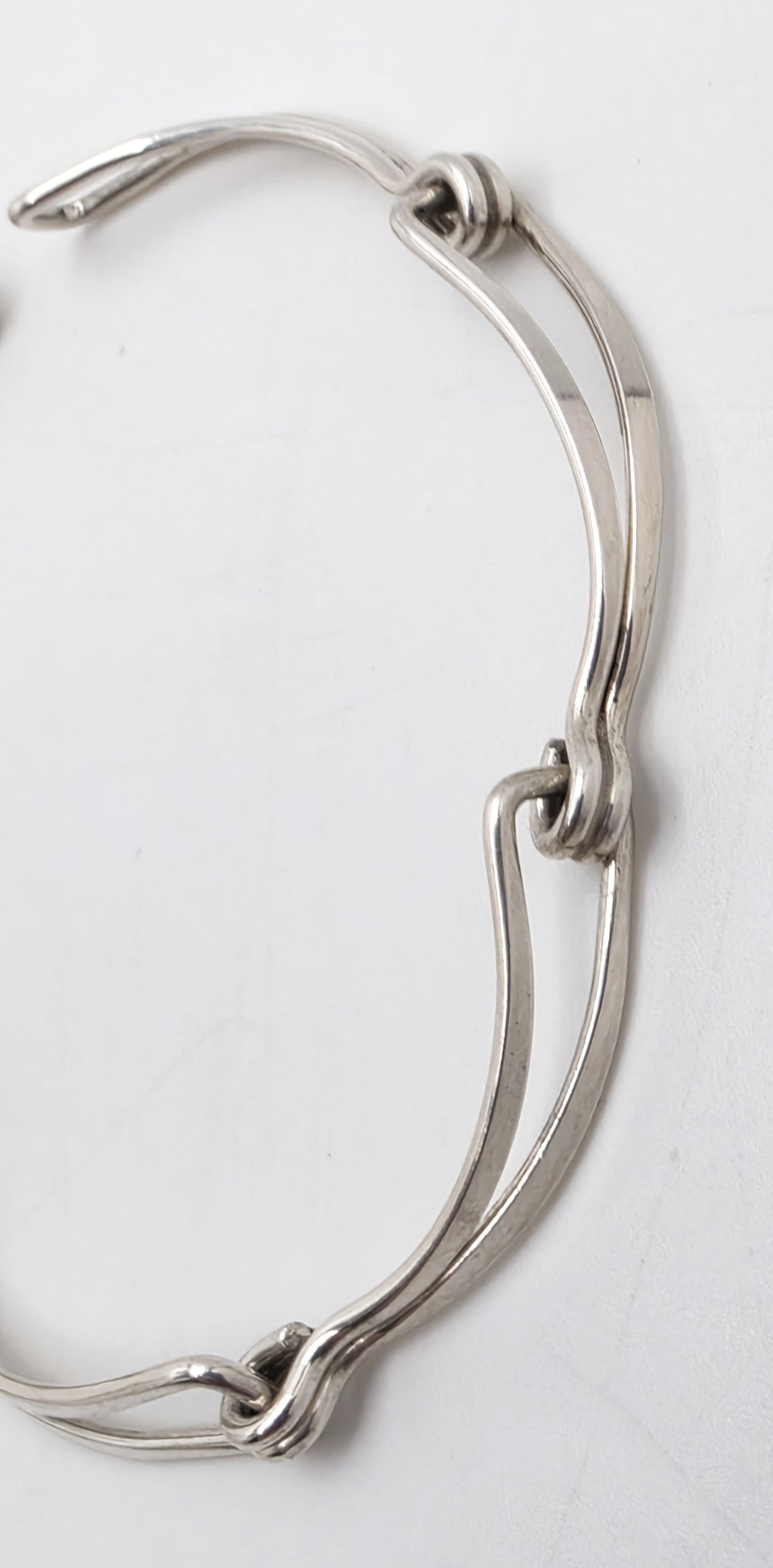 Retired Designer Ed Levin Sterling Silver 2 Tier Bar Link Hook Bracelet 1980s, alternate product view 7