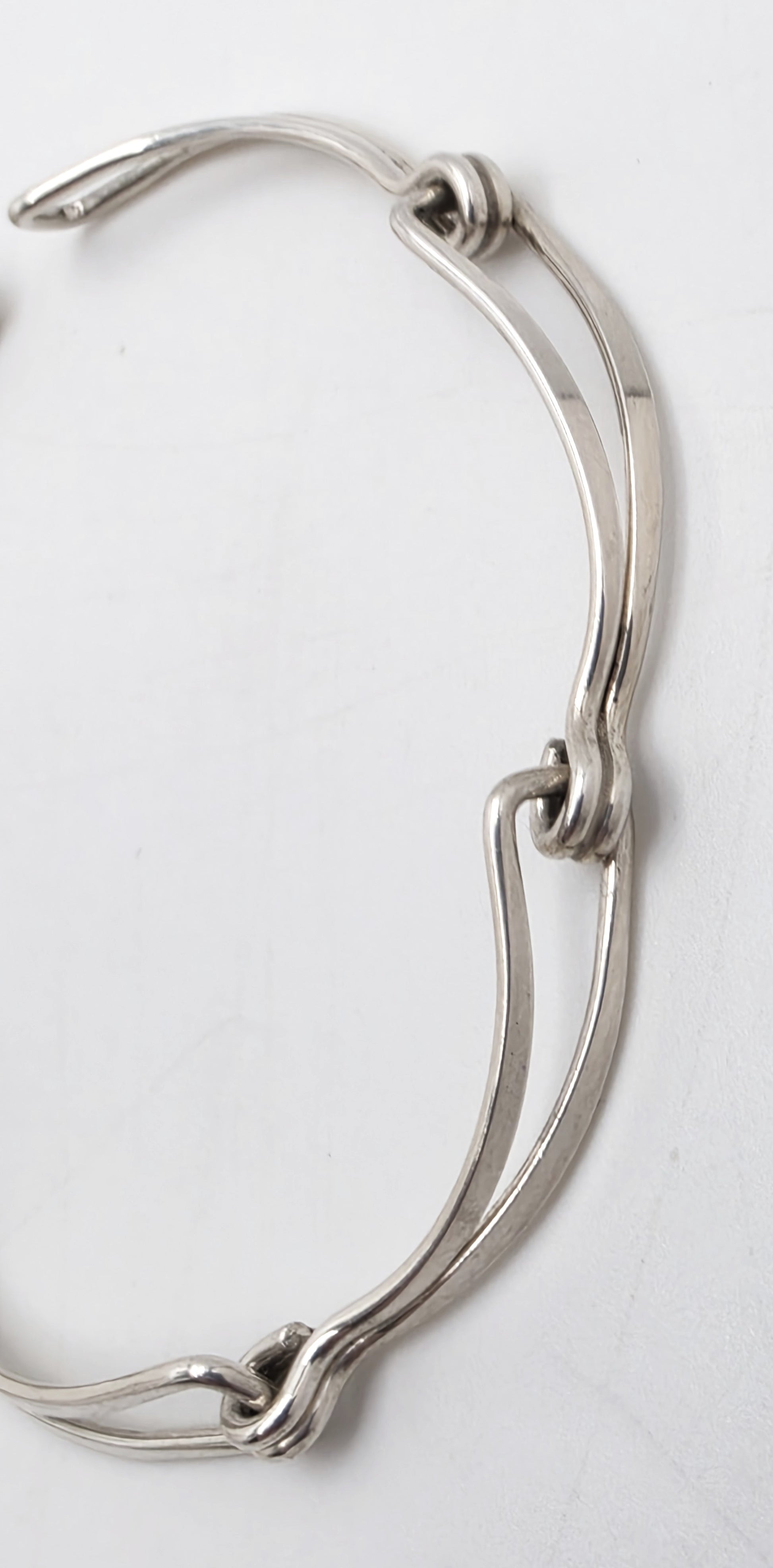 Retired Designer Ed Levin Sterling Silver 2 Tier Bar Link Hook Bracelet 1980s, alternate product view 7