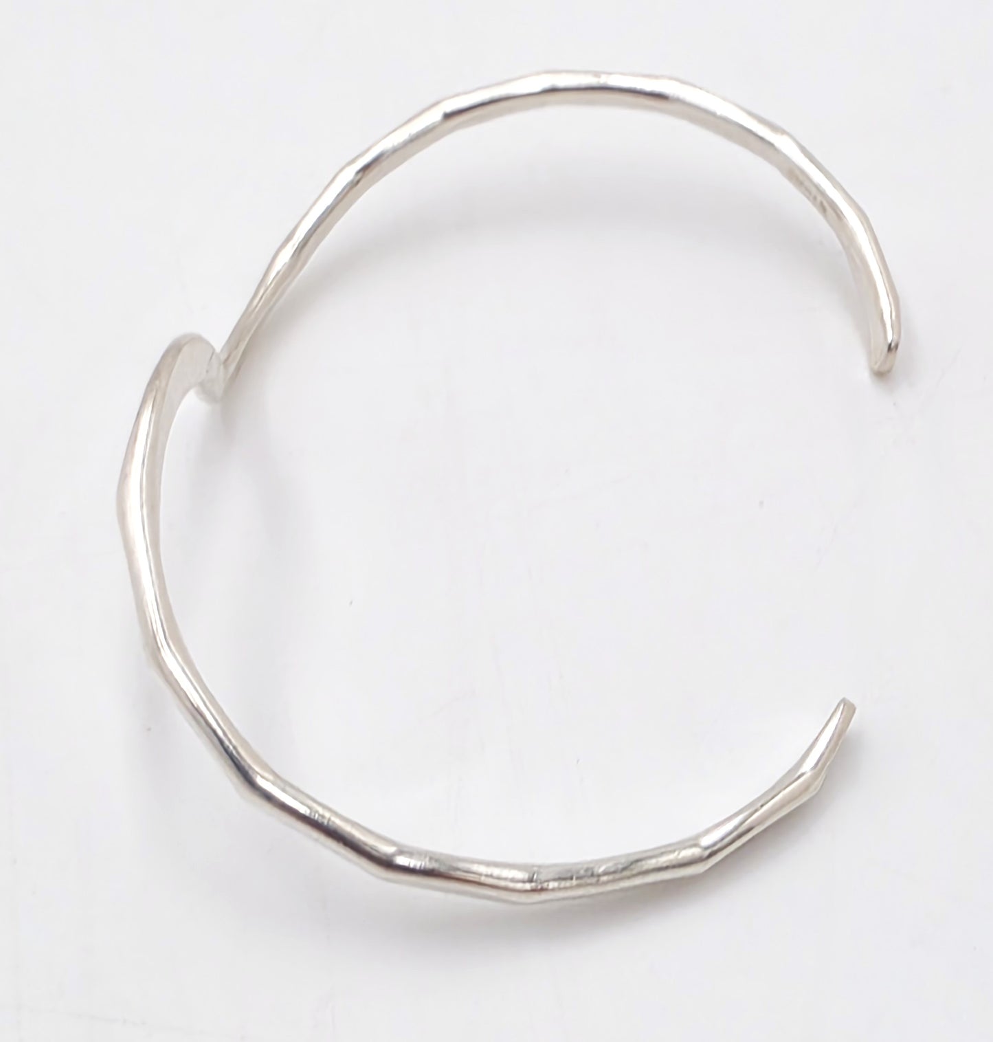 Iconic Designer Stinn Sterling Abstract Modernist Hammered Cuff Rare 1980s, alternate product view 6