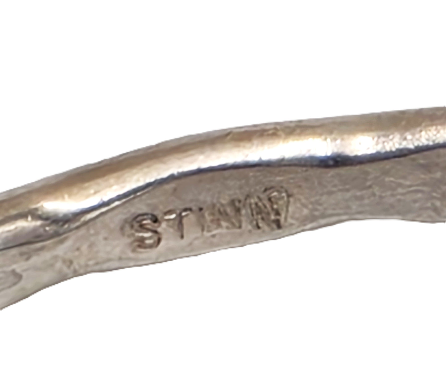 Iconic Designer Stinn Sterling Abstract Modernist Hammered Cuff Rare 1980s, alternate product view 7