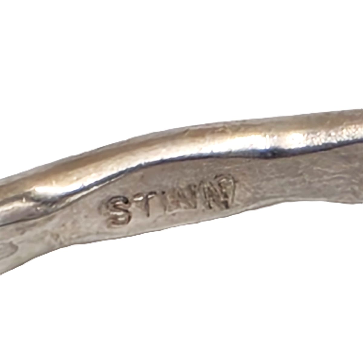 Iconic Designer Stinn Sterling Abstract Modernist Hammered Cuff Rare 1980s, alternate product view 7