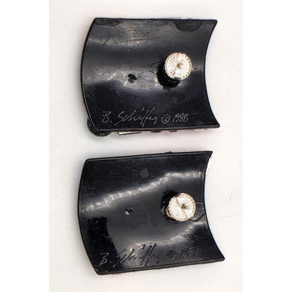 RARE Bill Schiffer Large Abstract Lucite and Rhinestone Earrings Signed 1988, alternate product view 6