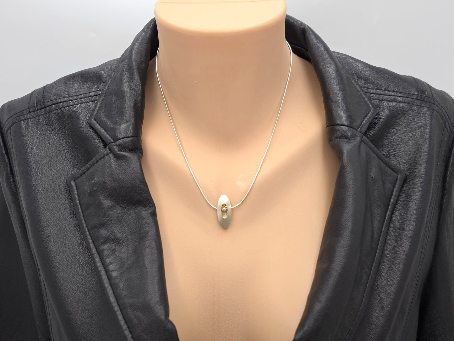 Retired Ed Levin Modernist Sterling 14K Earrings & Necklace Set C 1980/1990s, alternate product view 3