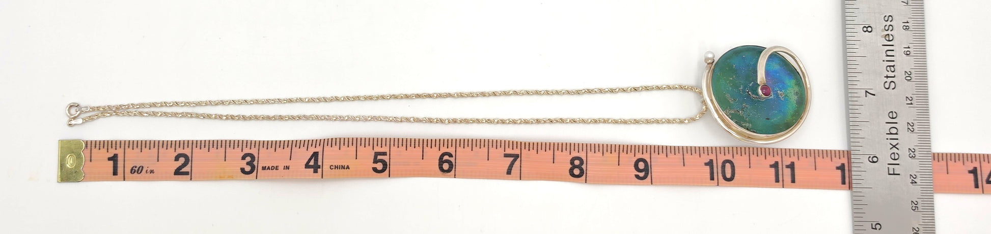Moshe Ben-David Sterling Modernist Large Statement Pendant Pin Necklace 1980s, alternate product view 9