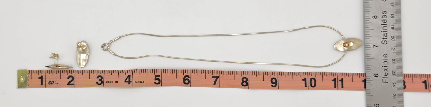 Retired Ed Levin Modernist Sterling 14K Earrings & Necklace Set C 1980/1990s, alternate product view 8