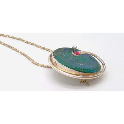 Moshe Ben-David Sterling Modernist Large Statement Pendant Pin Necklace 1980s, alternate product view 5