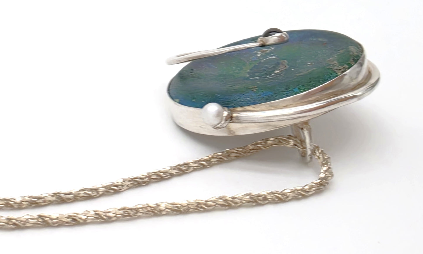 Moshe Ben-David Sterling Modernist Large Statement Pendant Pin Necklace 1980s, alternate product view 5