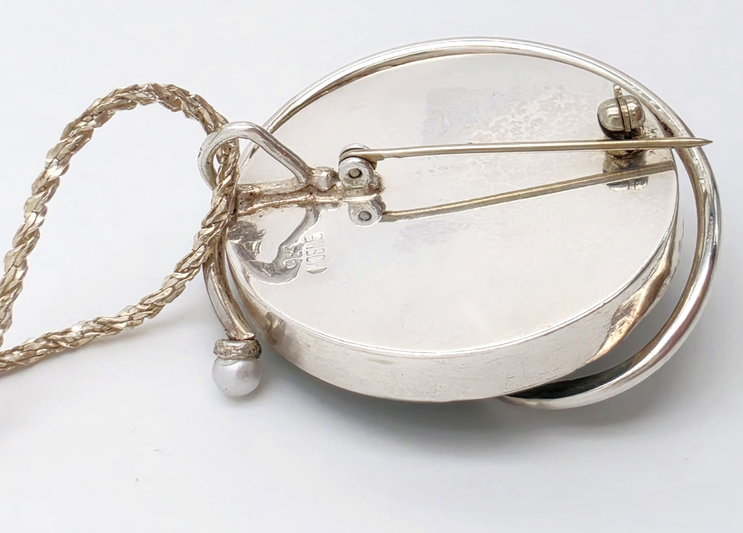 Moshe Ben-David Sterling Modernist Large Statement Pendant Pin Necklace 1980s, alternate product view 6