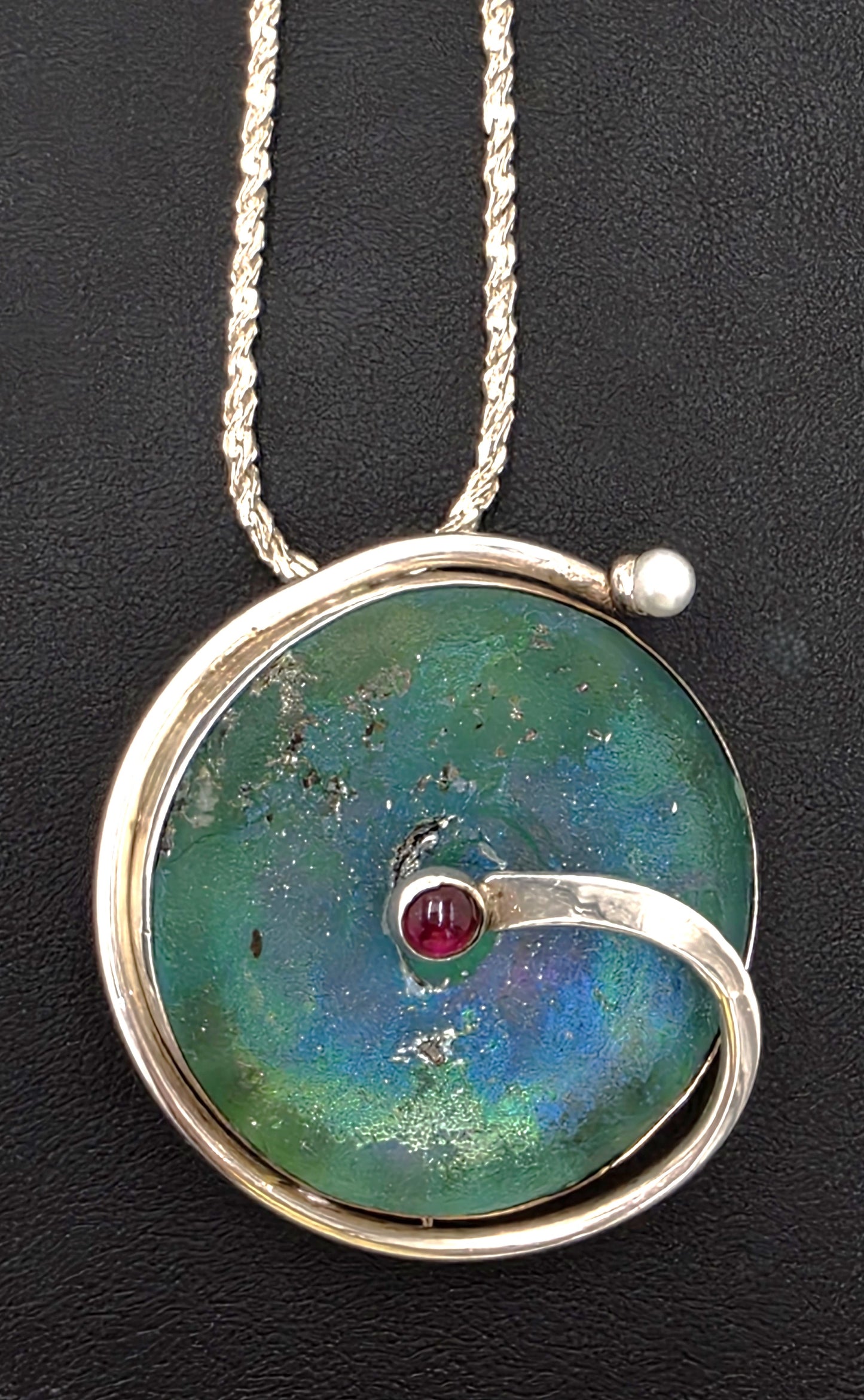 Moshe Ben-David Sterling Modernist Large Statement Pendant Pin Necklace 1980s, alternate product view 8