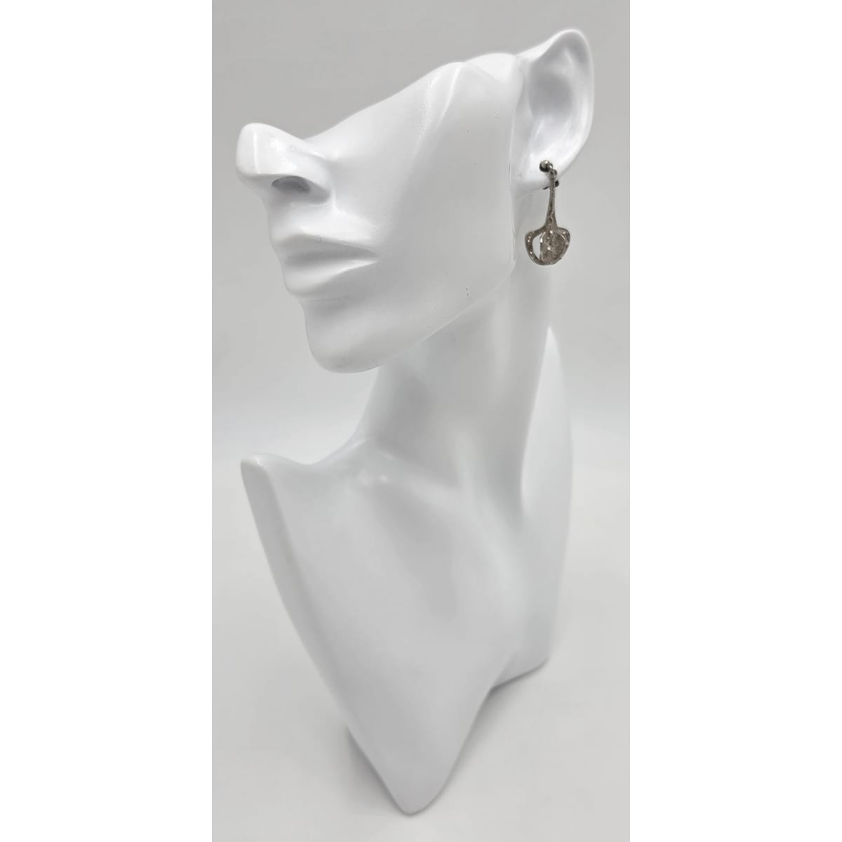 RARE Theresia Hvorslev Sweden Mod Brutalist Sterling Dangle Earrings 1960&