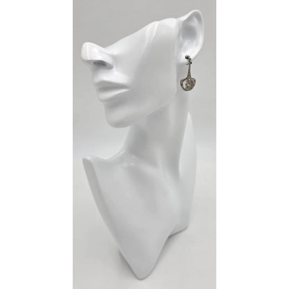 RARE Theresia Hvorslev Sweden Mod Brutalist Sterling Dangle Earrings 1960&