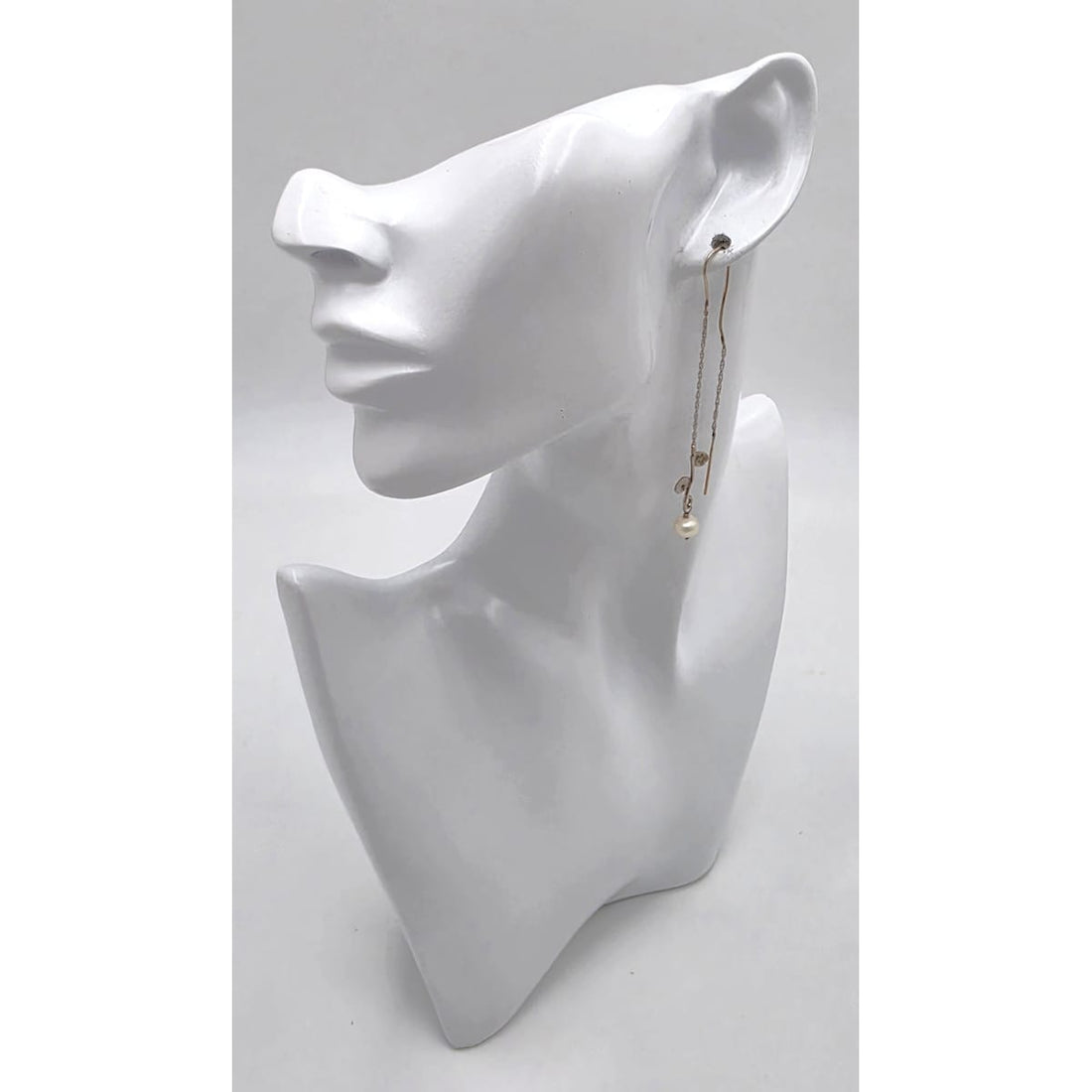 Tess New York Designer Sterling Silver 14k Gold &amp; Pearl Threader Dangle Earrings, alternate product view 2