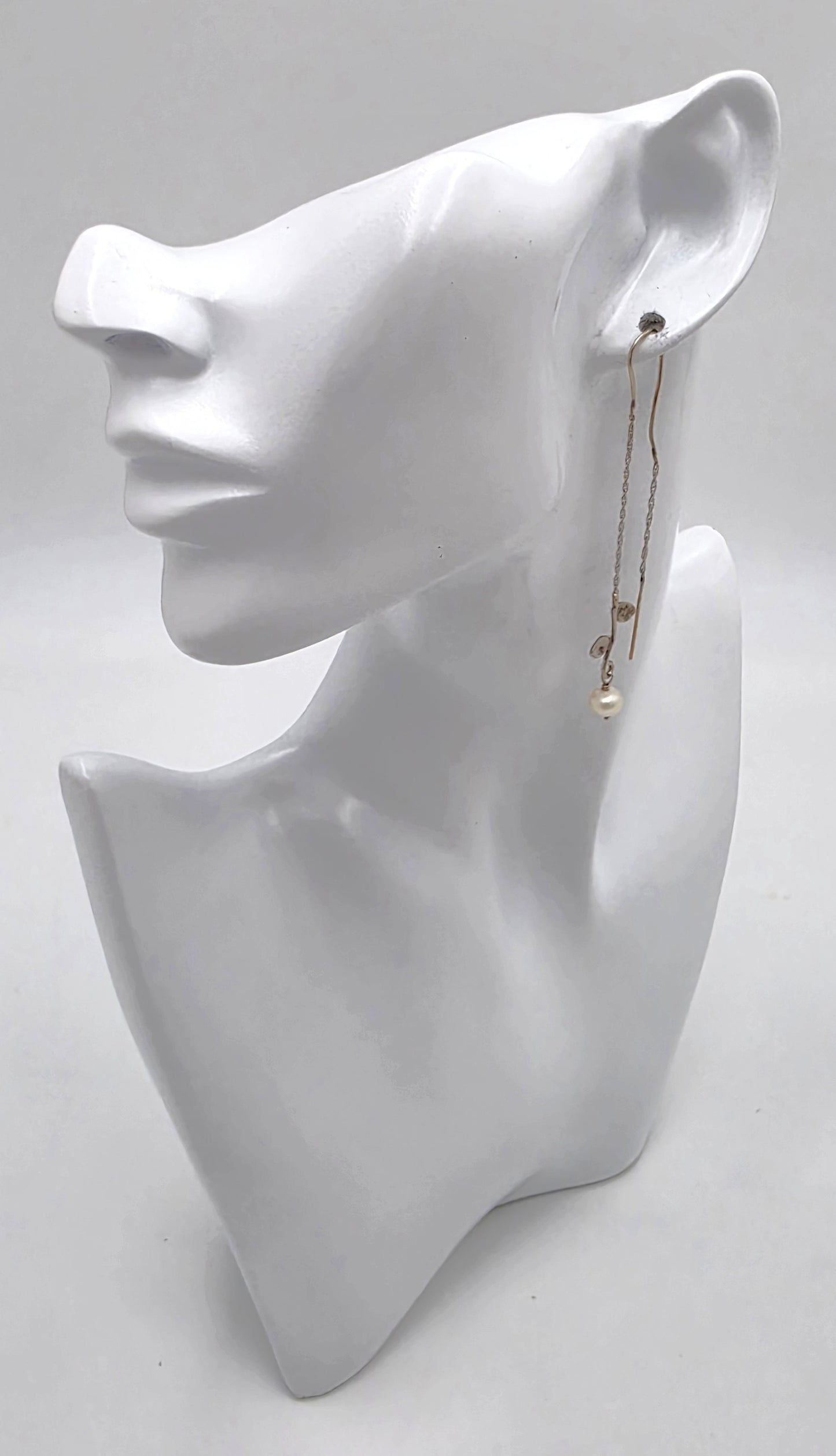 Tess New York Designer Sterling Silver 14k Gold & Pearl Threader Dangle Earrings, alternate product view 2
