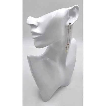 Tess New York Designer Sterling Silver 14k Gold &amp; Pearl Threader Dangle Earrings, alternate product view 2