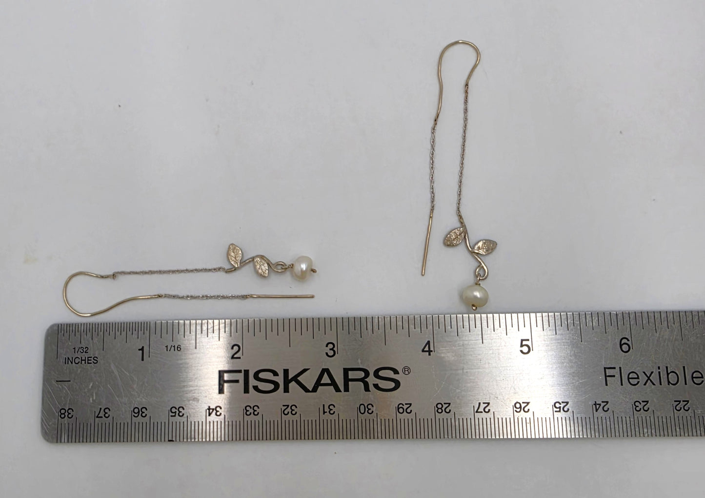 Tess New York Designer Sterling Silver 14k Gold & Pearl Threader Dangle Earrings, alternate product view 7