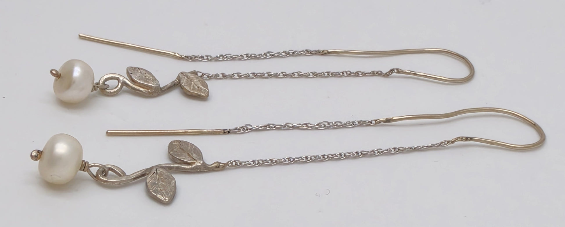Tess New York Designer Sterling Silver 14k Gold & Pearl Threader Dangle Earrings, alternate product view 5