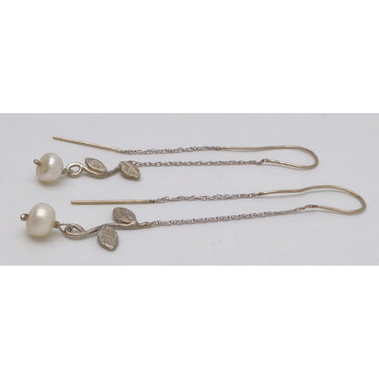 Tess New York Designer Sterling Silver 14k Gold &amp; Pearl Threader Dangle Earrings, alternate product view 5