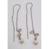 Tess New York Designer Sterling Silver 14k Gold & Pearl Threader Dangle Earrings