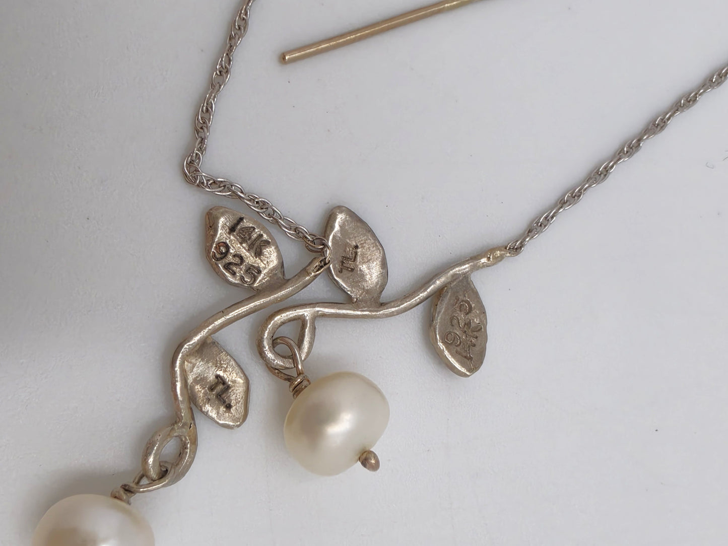 Tess New York Designer Sterling Silver 14k Gold & Pearl Threader Dangle Earrings, alternate product view 6