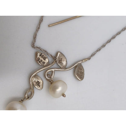 Tess New York Designer Sterling Silver 14k Gold &amp; Pearl Threader Dangle Earrings, alternate product view 6