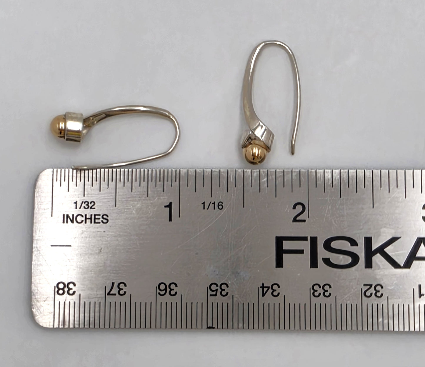 Iconic Designer Ed Levin Modernist Sterling + 14K Gold Earrings Circa 1980/90s