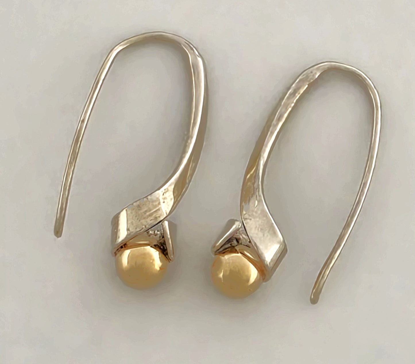 Iconic Designer Ed Levin Modernist Sterling + 14K Gold Earrings Circa 1980/90s