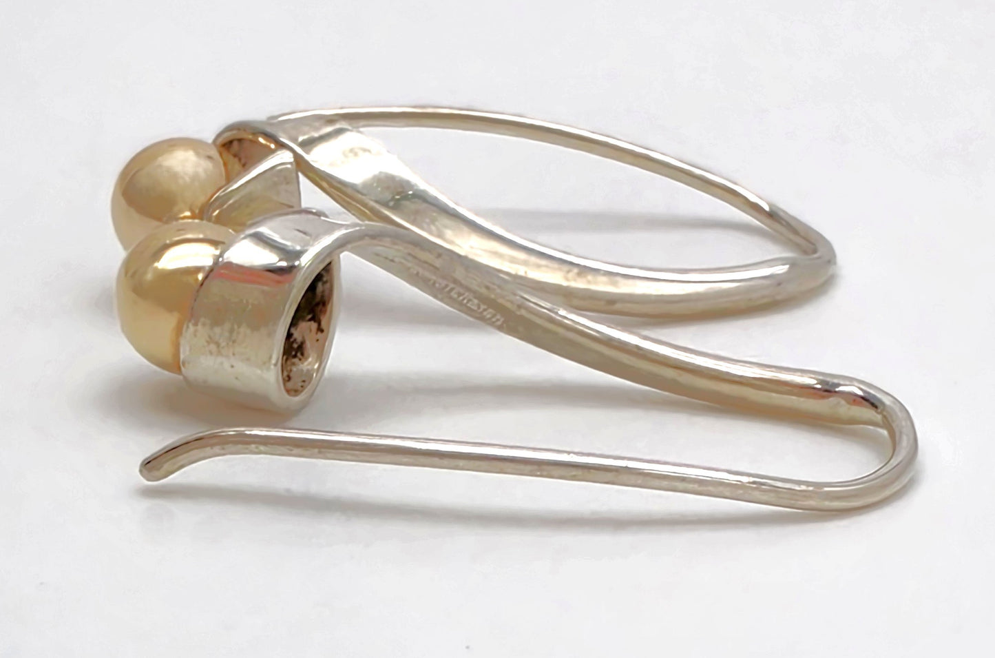 Iconic Designer Ed Levin Modernist Sterling + 14K Gold Earrings Circa 1980/90s
