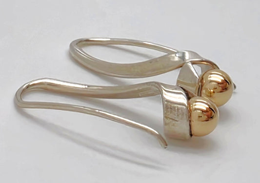 Iconic Designer Ed Levin Modernist Sterling + 14K Gold Earrings Circa 1980/90s