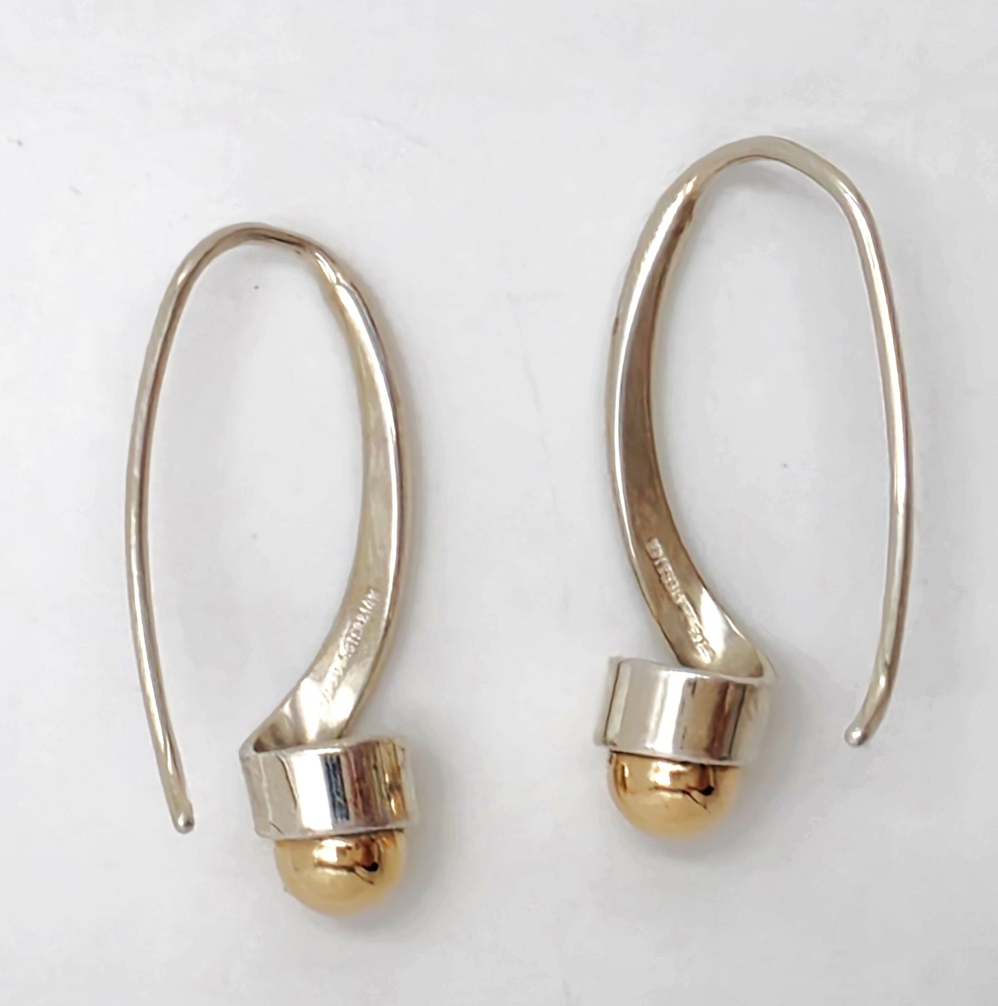 Iconic Designer Ed Levin Modernist Sterling + 14K Gold Earrings Circa 1980/90s