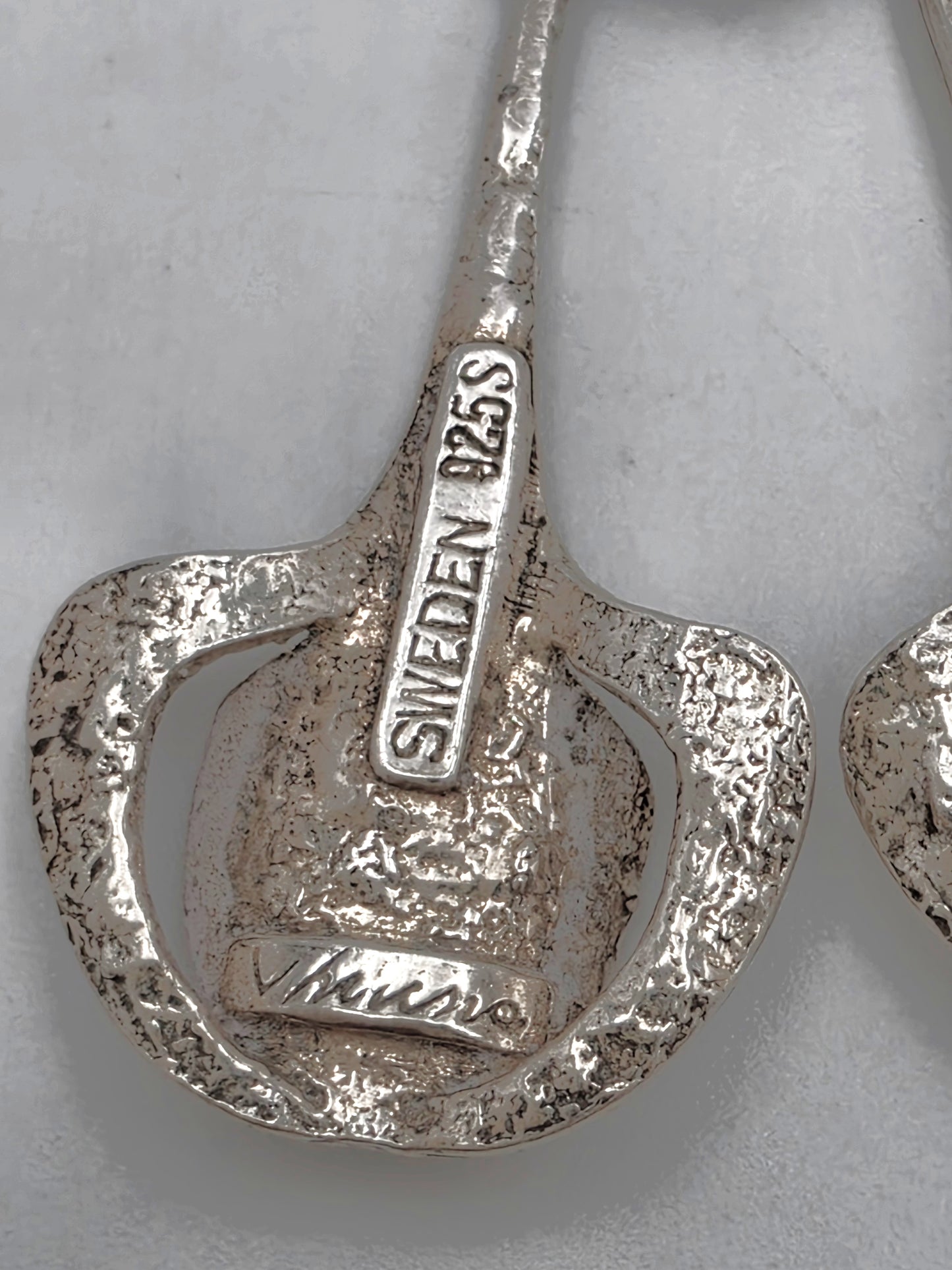 RARE Theresia Hvorslev Sweden Mod Brutalist Sterling Dangle Earrings 1960's, alternate product view 4