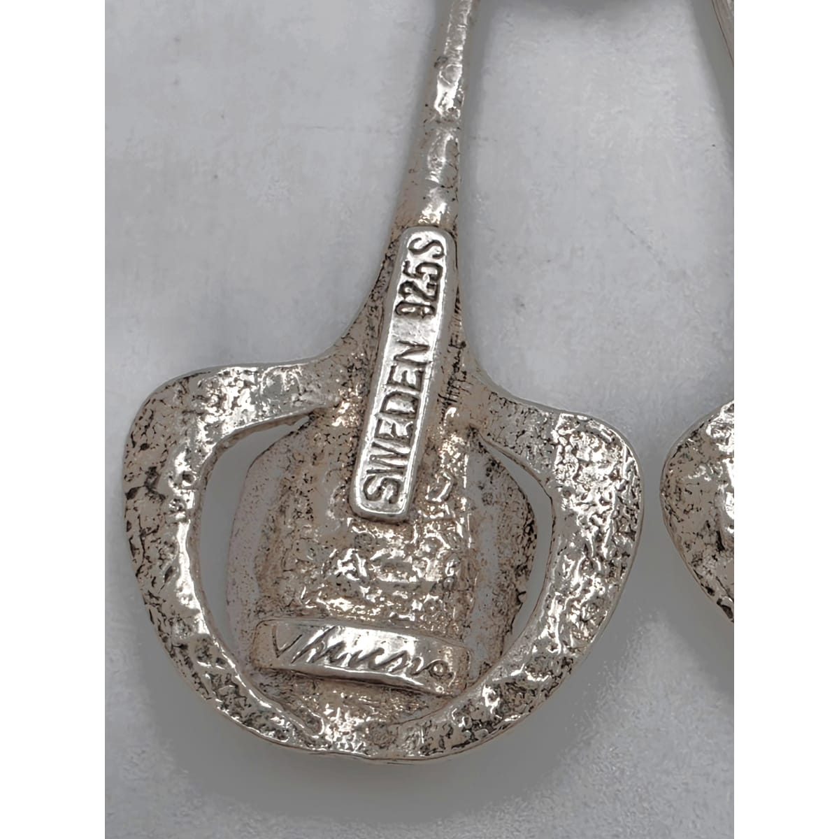 RARE Theresia Hvorslev Sweden Mod Brutalist Sterling Dangle Earrings 1960&
