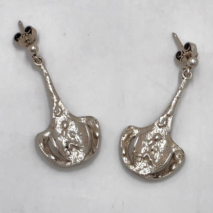 RARE Theresia Hvorslev Sweden Mod Brutalist Sterling Dangle Earrings 1960&