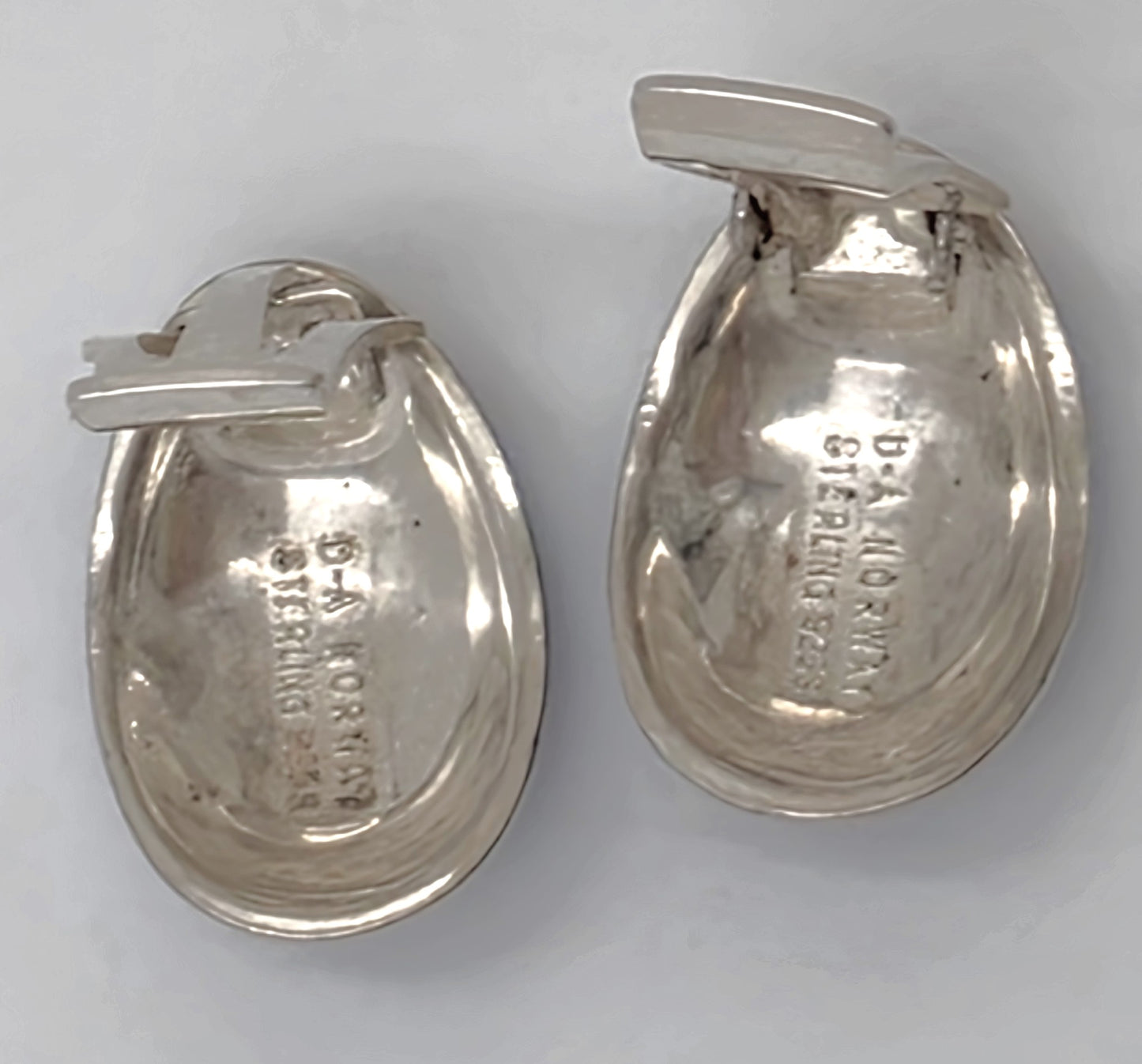 David Andersen Norway Sterling & Blue Guilloche Enamel Modernist Earrings 1950s, alternate product view 4