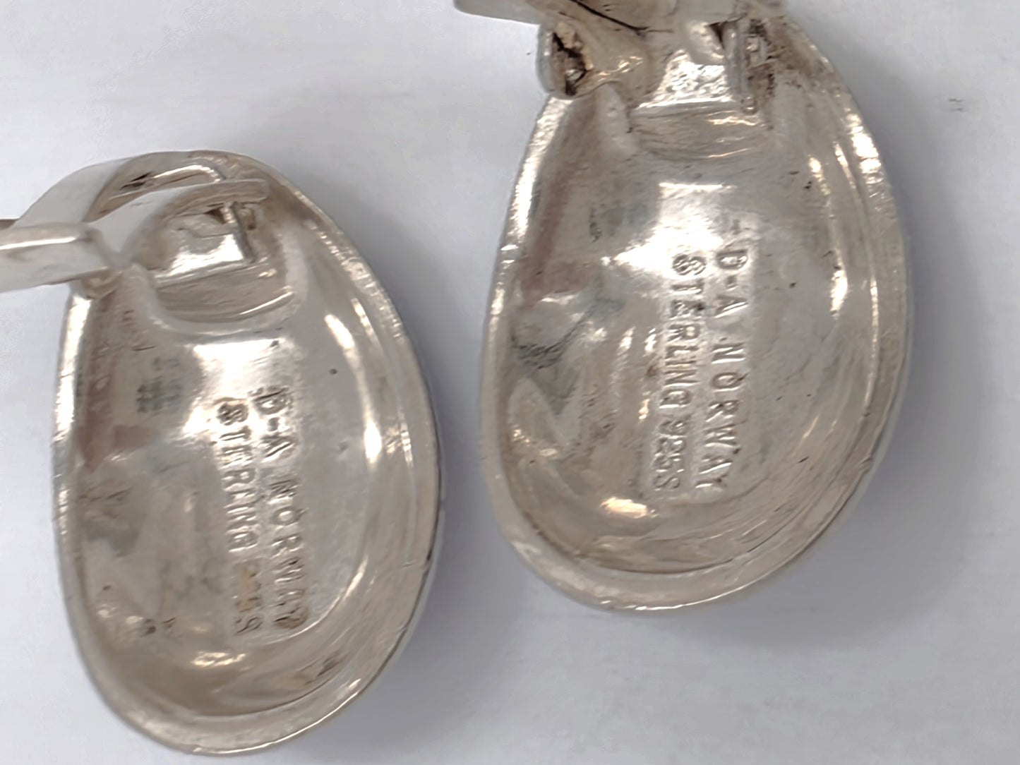 David Andersen Norway Sterling & Blue Guilloche Enamel Modernist Earrings 1950s, alternate product view 5