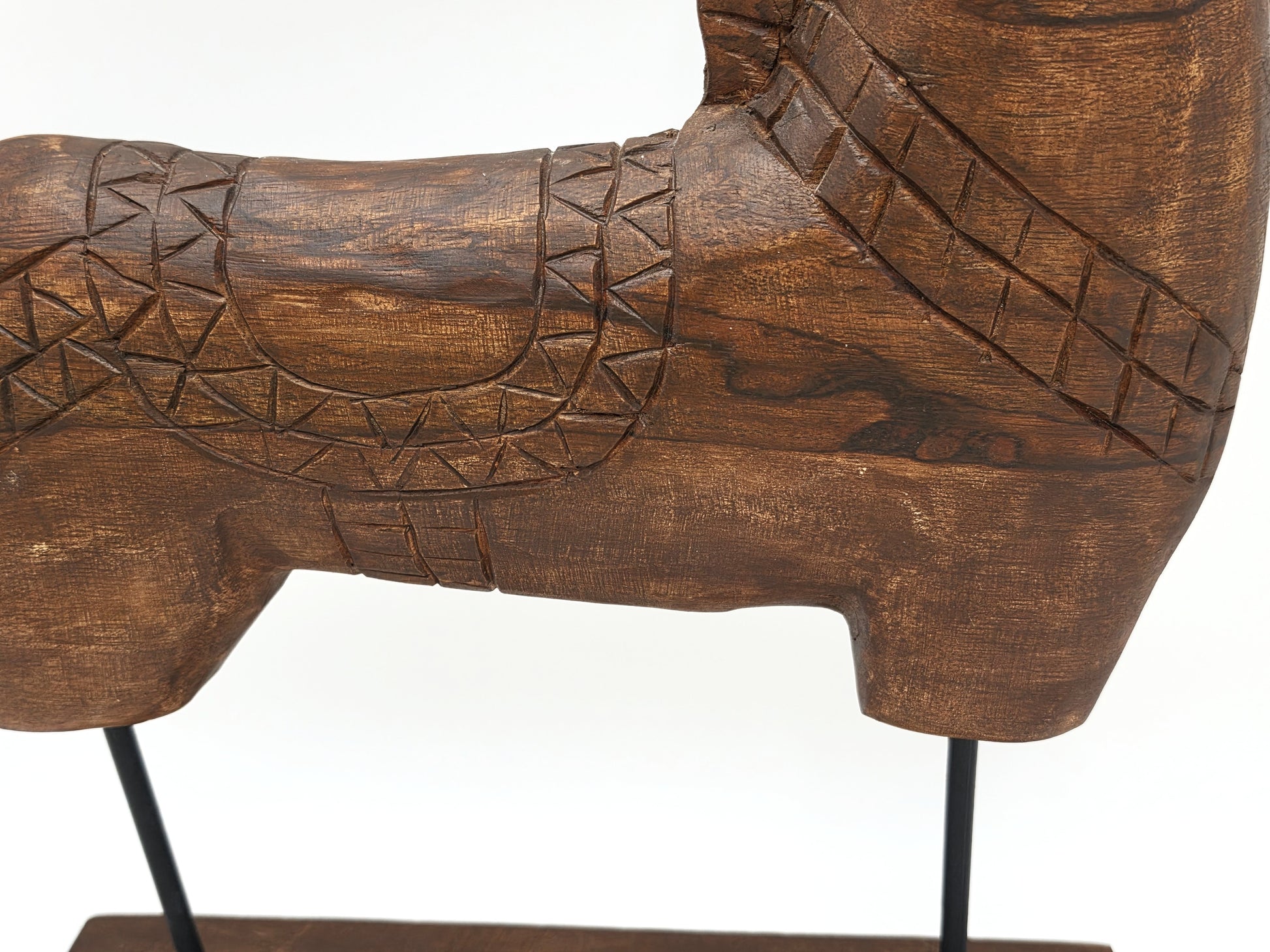 Tall Rustic Scandinavian Nordic Style Carved Solid Wood Folk Art Horse Sculpture, alternate product view 3