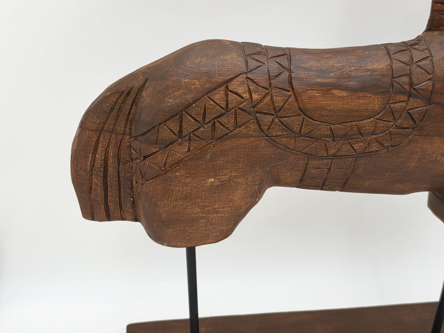 Tall Rustic Scandinavian Nordic Style Carved Solid Wood Folk Art Horse Sculpture, alternate product view 4